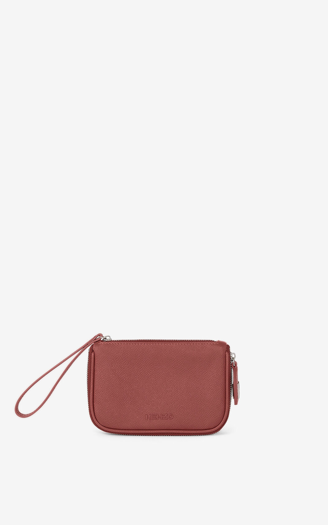 Kenzo Kompact small grained Deri Clutch Çanta Bayan Koyu Pembe | 2138-VMKBX